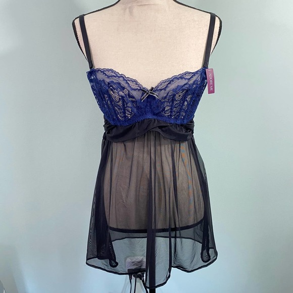 Adore Me Other - Adore Me Women's Blue & Black Lace Lingerie Intimate Sleepwear Size 38B NWT
